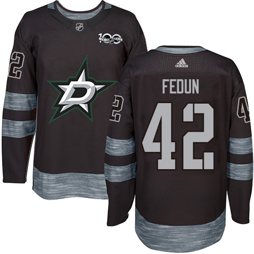 Adidas Men Dallas Stars 42 Taylor Fedun Black 1917-2017 100th Anniversary Stitched NHL Jersey